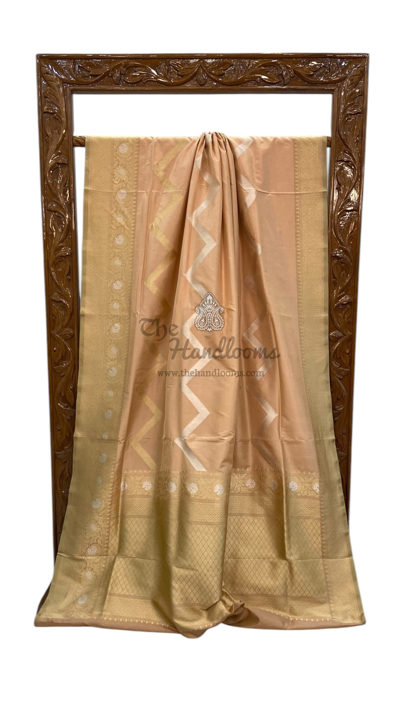 Pure Katan Silk Banarasi Handloom Saree - All over sona roopa Kadua stripe - The Handlooms