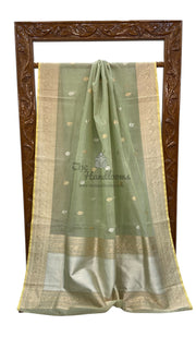 Pure Kora Handloom Banarasi All Over Kadua Motifs Saree - The Handlooms