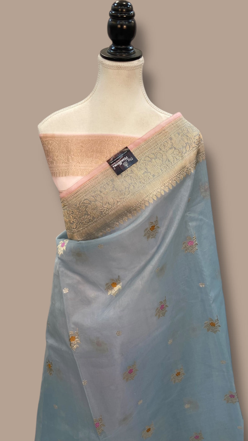 Pure Kora Handloom Banarasi All Over Kadua Motifs Saree - The Handlooms