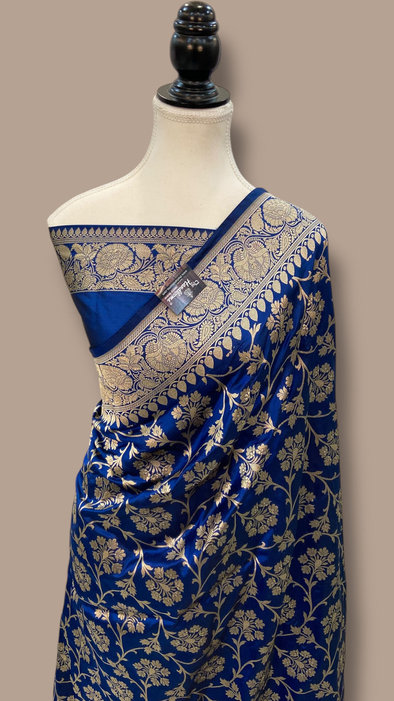 Pure Katan Silk Banarasi Handloom Saree - All Over Jaal Work - The Handlooms