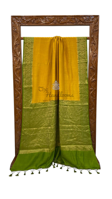 Mustard Yellow Moonga Georgette Handloom Banarasi Saree