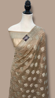 Pure Kora Tissue Crush Handloom Banarasi Saree - The Handlooms