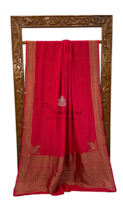 Pure Khaddi Crepe Georgette Handloom Banarasi Saree - The Handlooms
