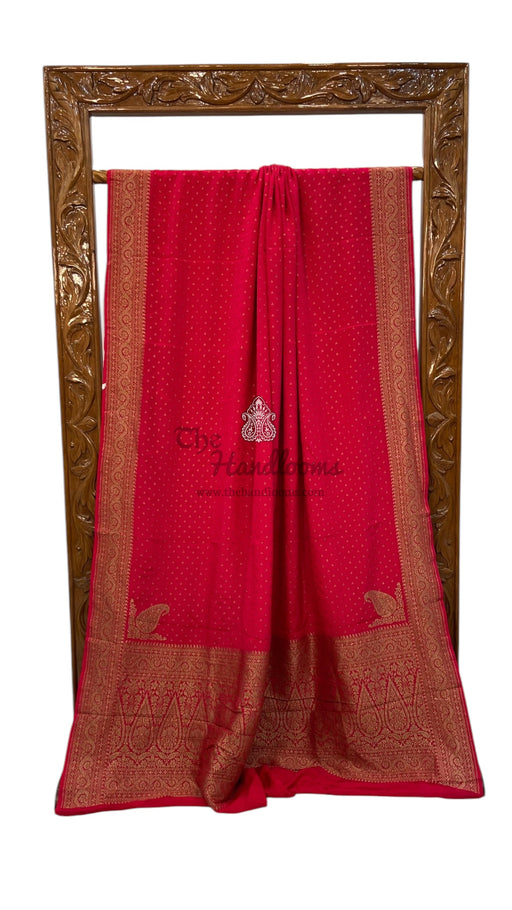 Pure Khaddi Crepe Georgette Handloom Banarasi Saree - The Handlooms