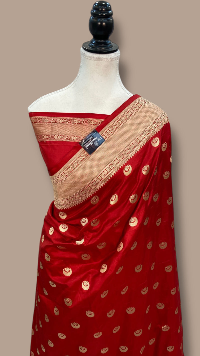Pure Katan Silk Banarasi Handloom Saree - All over Jaal work - The Handlooms