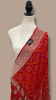 Pure Georgette Banarasi Bandhej Handloom - The Handlooms
