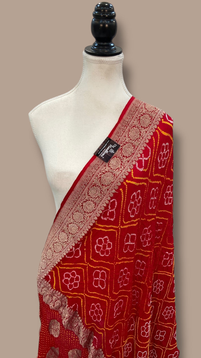 Pure Georgette Banarasi Bandhej Handloom - The Handlooms