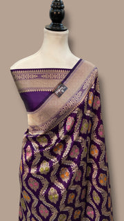 Pure Katan Silk Banarasi Handloom Saree - All over Jaal Work With Meenakari - The Handlooms