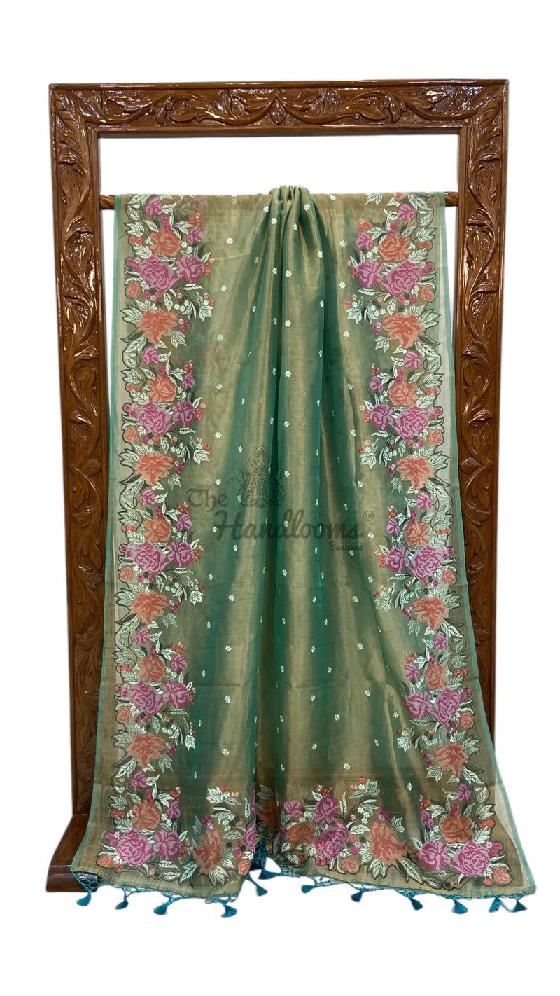 Pure Tissue Handloom Banarasi Saree With Chikankari - The Handlooms