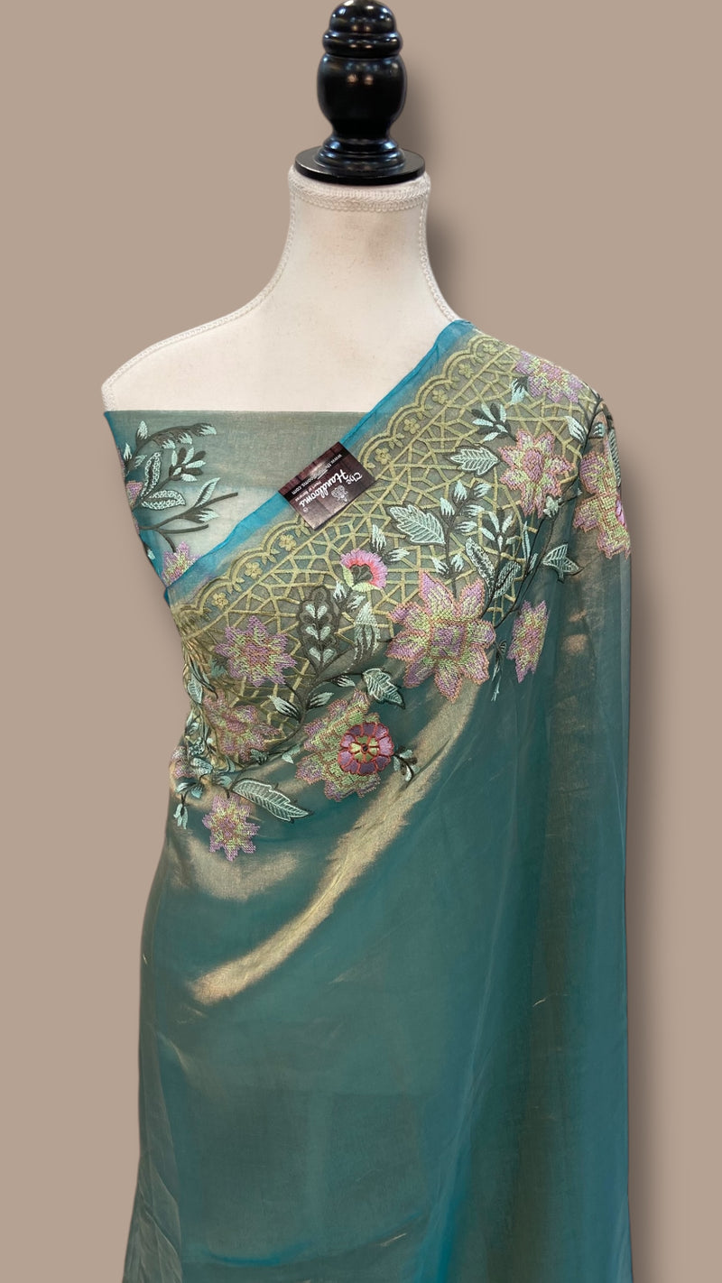 Pure Tissue Handloom Banarasi Saree With Chikankari - The Handlooms