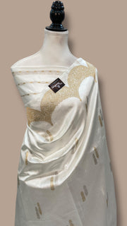 Pure Katan Silk Banarasi Handloom Saree - All over Sona Roopa Kadua motifs - The Handlooms