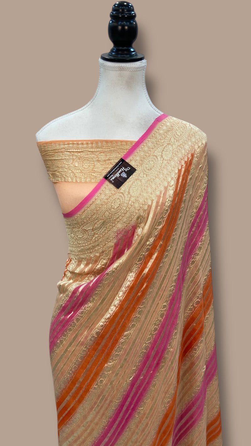 Khaddi Georgette Handloom Banarasi Saree - The Handlooms