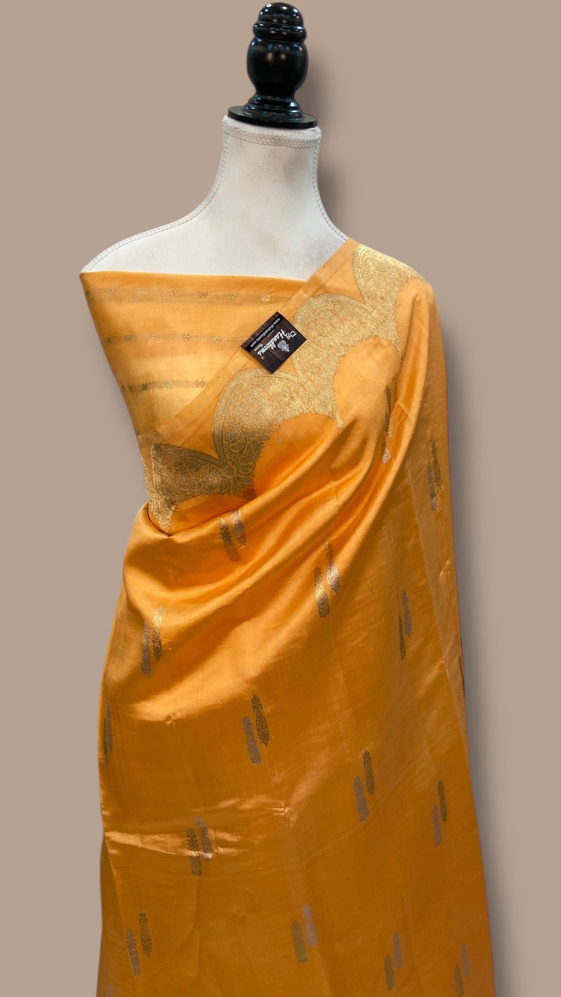 Pure Katan Silk Banarasi Handloom Saree - All over Sona Roopa Kadua motifs - The Handlooms