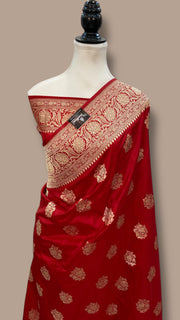 Pure Katan Silk Banarasi Handloom Saree - All Over Jaal Work - The Handlooms