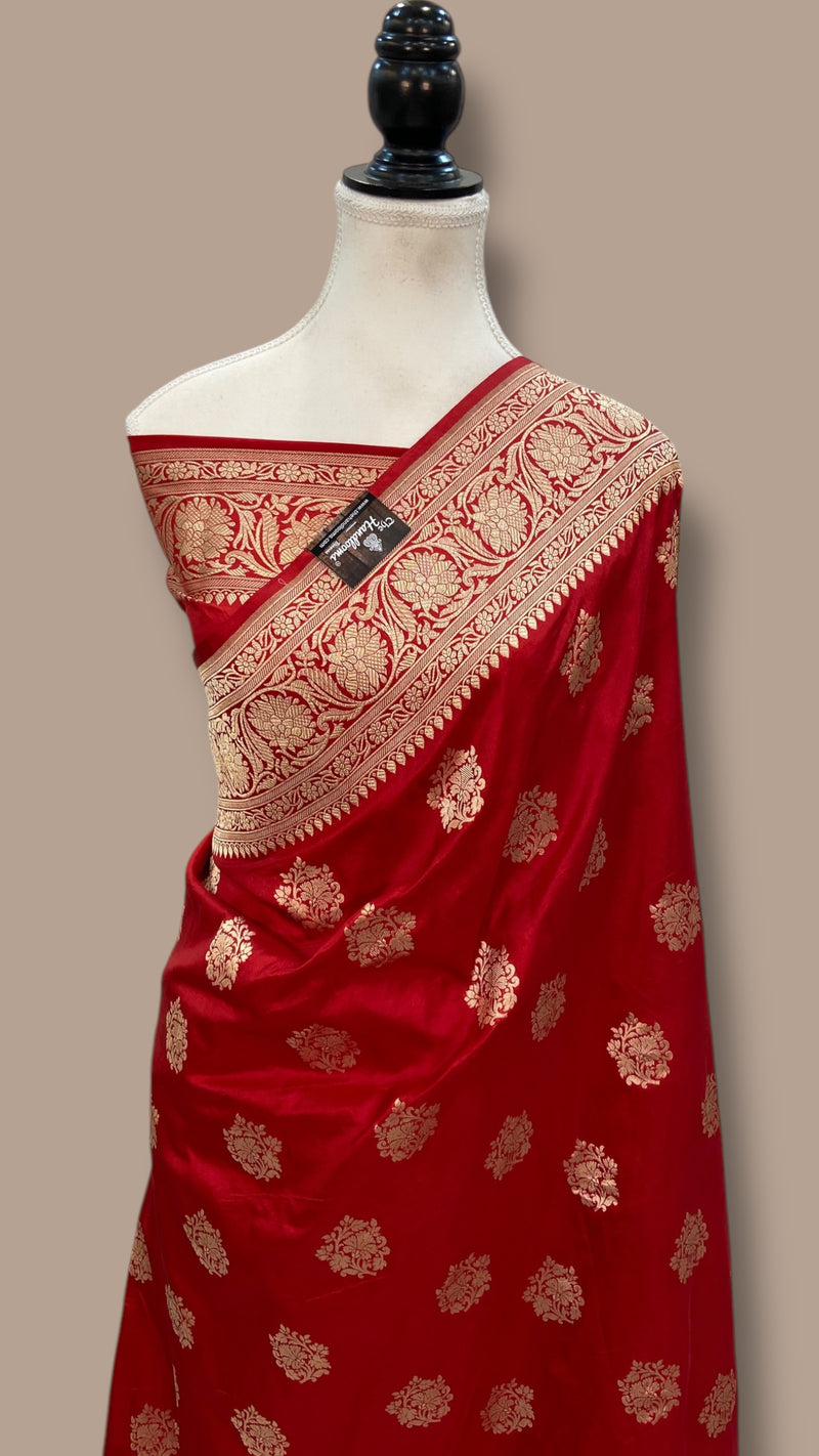 Pure Katan Silk Banarasi Handloom Saree - All Over Jaal Work - The Handlooms