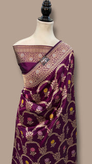 Katan Silk Banarasi Handloom Saree - All over Jaal work With Meenakari - The Handlooms