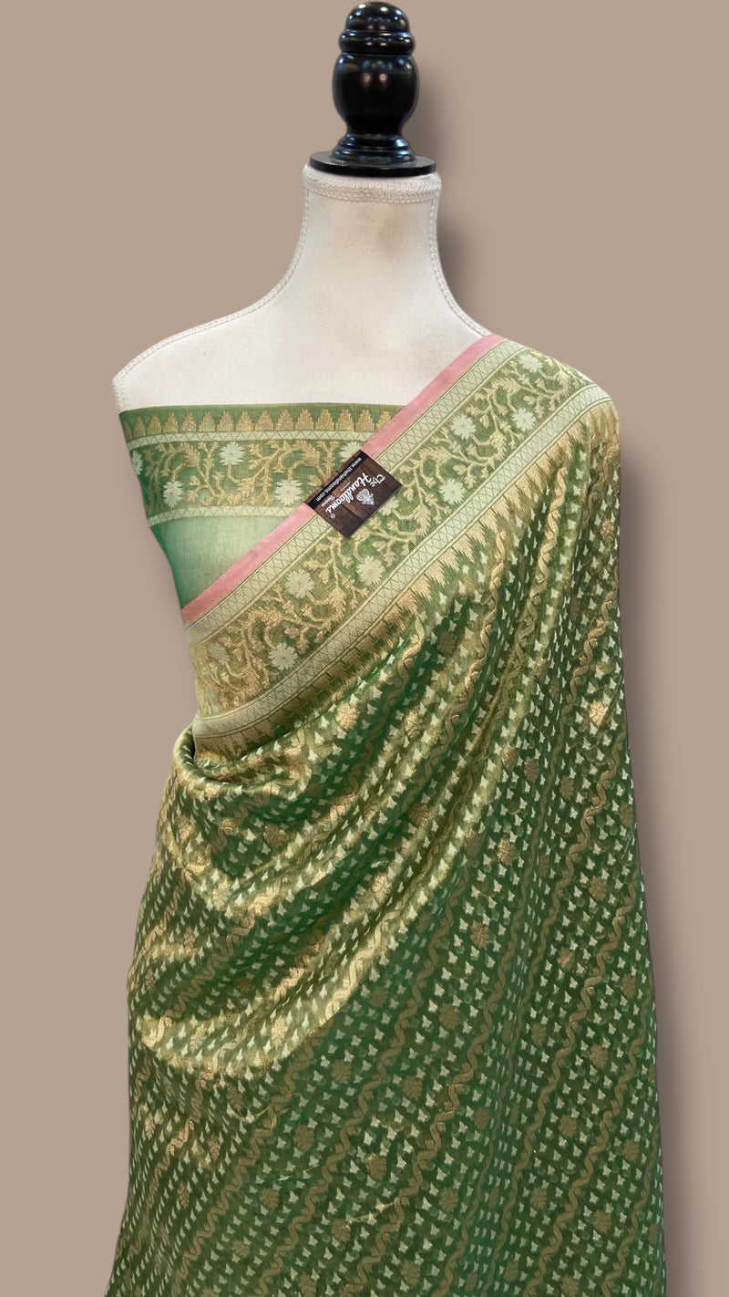 Pure Tissue Reshmi zari Handloom Banarasi Saree - The Handlooms