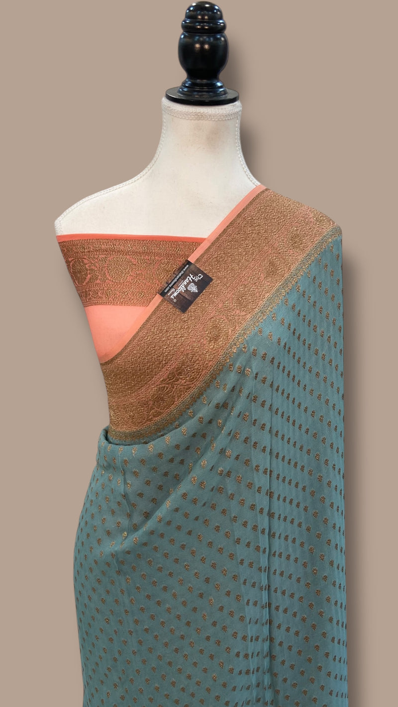 Pure Khaddi Georgette Handloom Banarasi Saree - The Handlooms