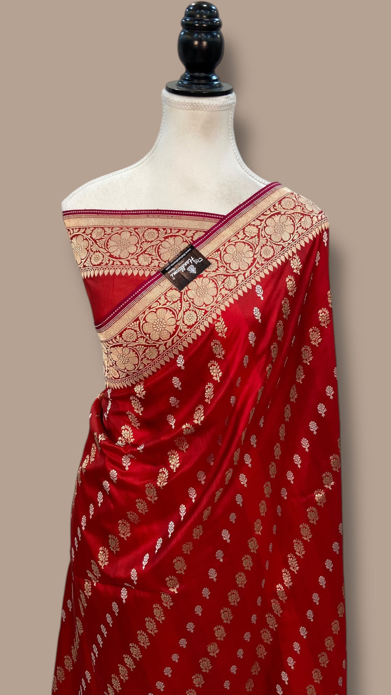 Pure Katan Silk Banarasi Handloom Saree - All over kadiyal Jaal work - The Handlooms