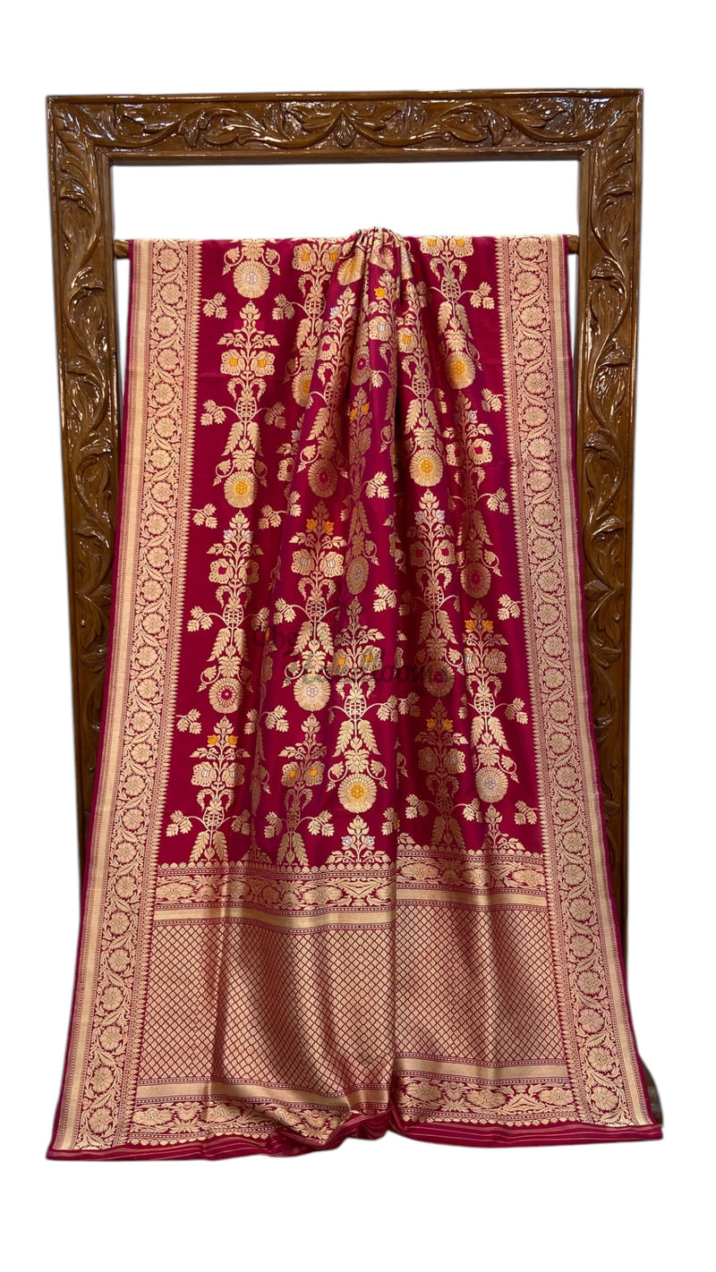 Pure Katan Silk Banarasi Handloom Saree - All over kadiyal Jaal work - The Handlooms