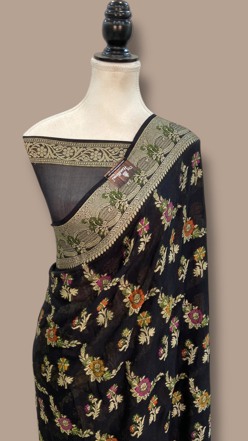 Pure Chiffon Khaddi Banarasi Saree - The Handlooms