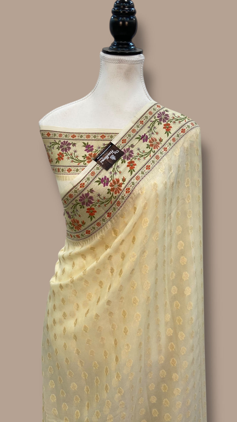 Pure Chiffon Khaddi Banarasi Saree - The Handlooms
