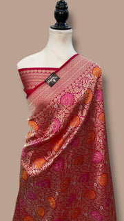 Regal Pure Katan Silk Banarasi Saree – Handwoven Tanchui Brocade - The Handlooms