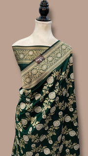 Pure Katan Silk Banarasi Handloom Saree - All over kadiyal Jaal work - The Handlooms