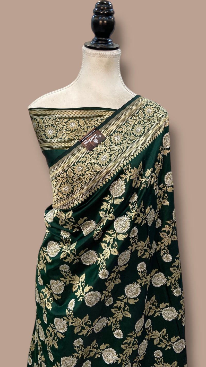 Pure Katan Silk Banarasi Handloom Saree - All over kadiyal Jaal work - The Handlooms