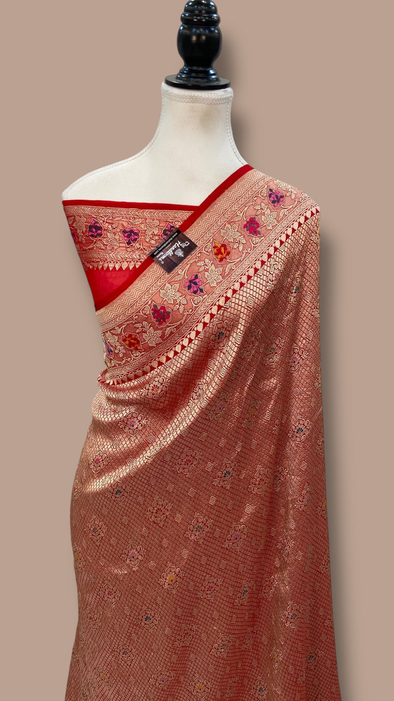 Khaddi Georgette Handloom Banarasi Saree - Tanchui Brocade - The Handlooms