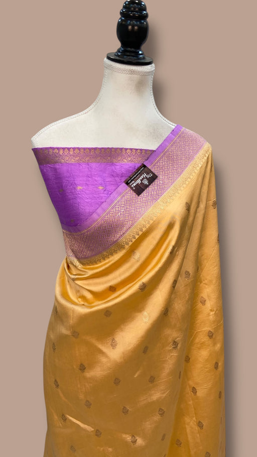 Pure Katan Silk Banarasi Handloom Saree - All over Kadua motifs - The Handlooms