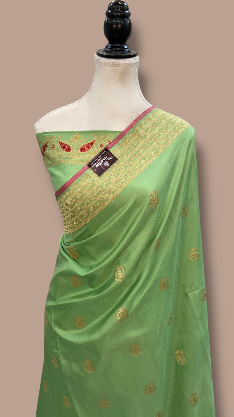 Pure Katan Silk Banarasi Handloom Saree - All over Kadua motifs With Meenakari - The Handlooms