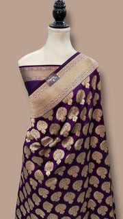 Pure Katan Silk Banarasi Handloom Saree - All over jaal work - The Handlooms