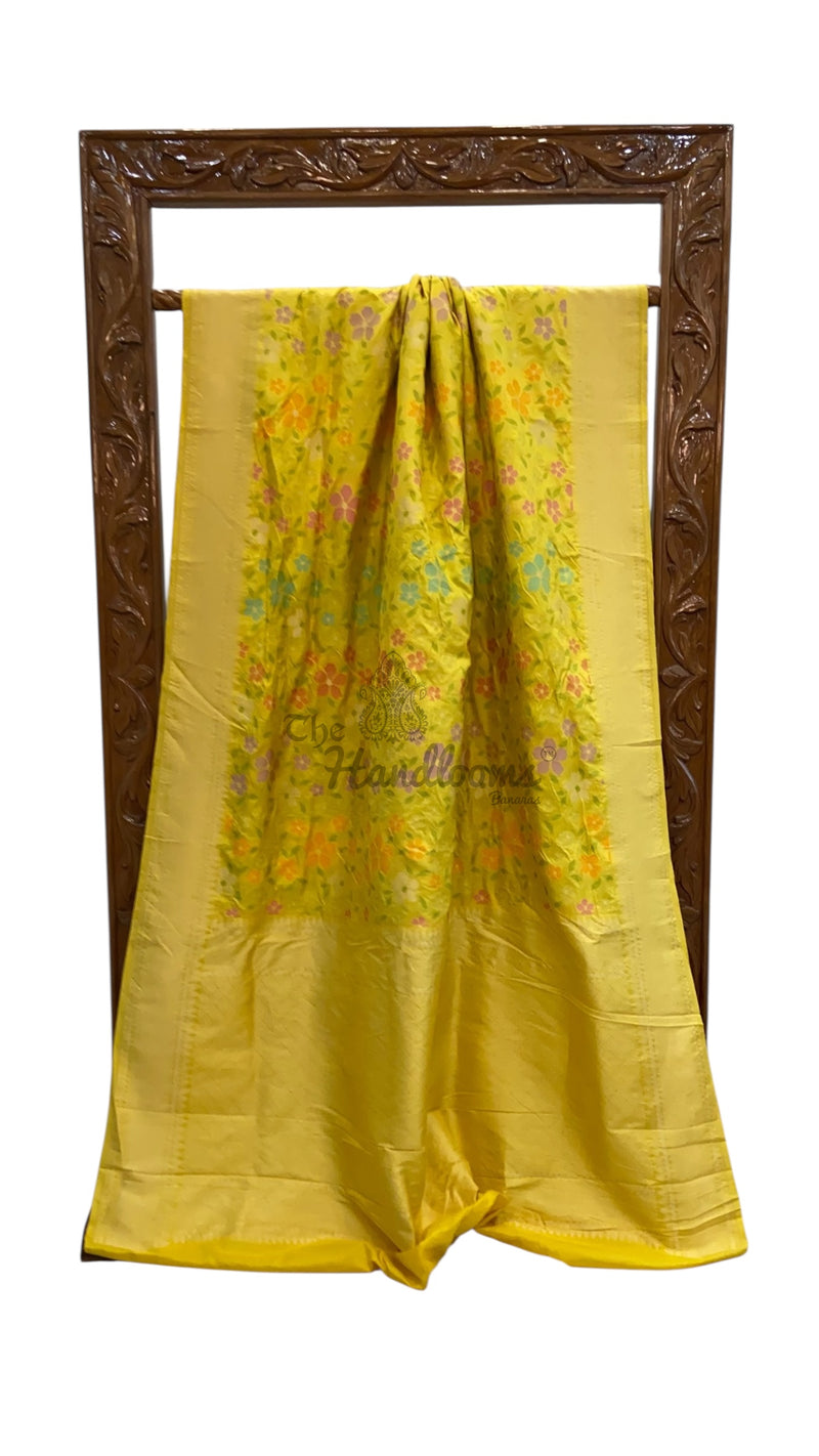 Pure Katan Silk Banarasi Handloom Saree - All over Jaal Work With Meenakari - The Handlooms