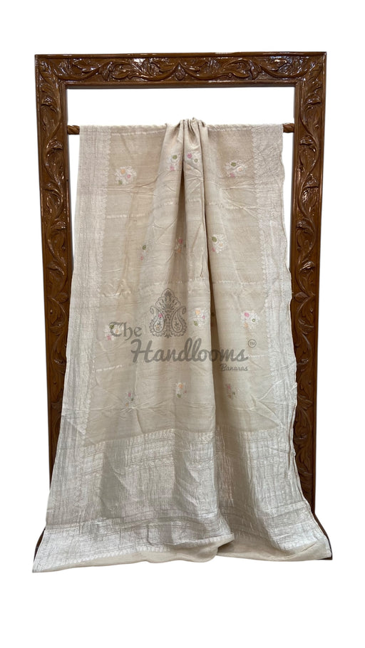 Tussar Georgette Handloom Banarasi Saree - All Over Kadua Boota - The Handlooms