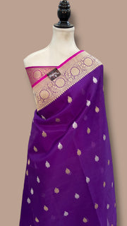 Pure Kora Handloom Banarasi All Over Kadua Motifs Saree - The Handlooms