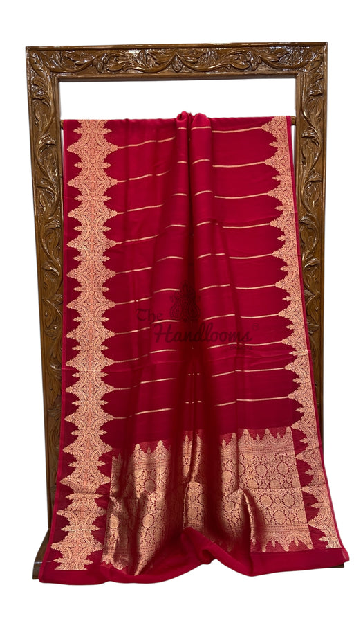 Pure Kora Handloom Banarasi Saree - Stripe - The Handlooms