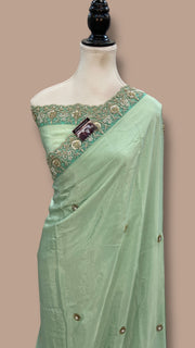 Pure Silk Handloom Banarasi Saree with Handwork Lace - The Handlooms