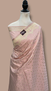 Pure Satan Silk Banarasi Handloom Saree - All over Motifs Work - The Handlooms