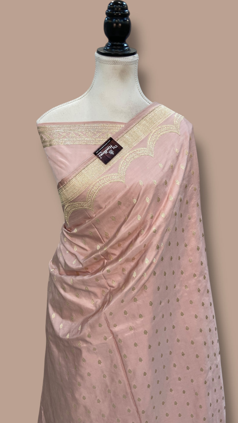 Pure Satan Silk Banarasi Handloom Saree - All over Motifs Work - The Handlooms