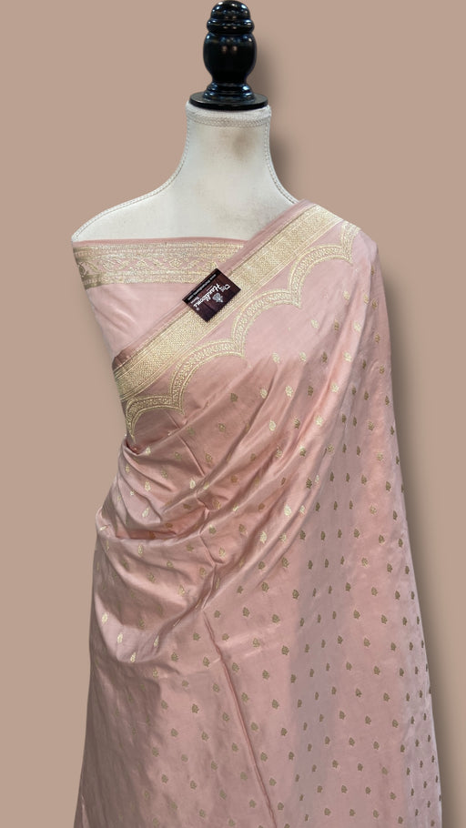 Pure Satan Silk Banarasi Handloom Saree - All over Motifs Work - The Handlooms