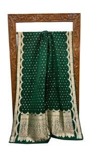 Pure Satan Silk Banarasi Handloom Saree - All over Motifs Work - The Handlooms