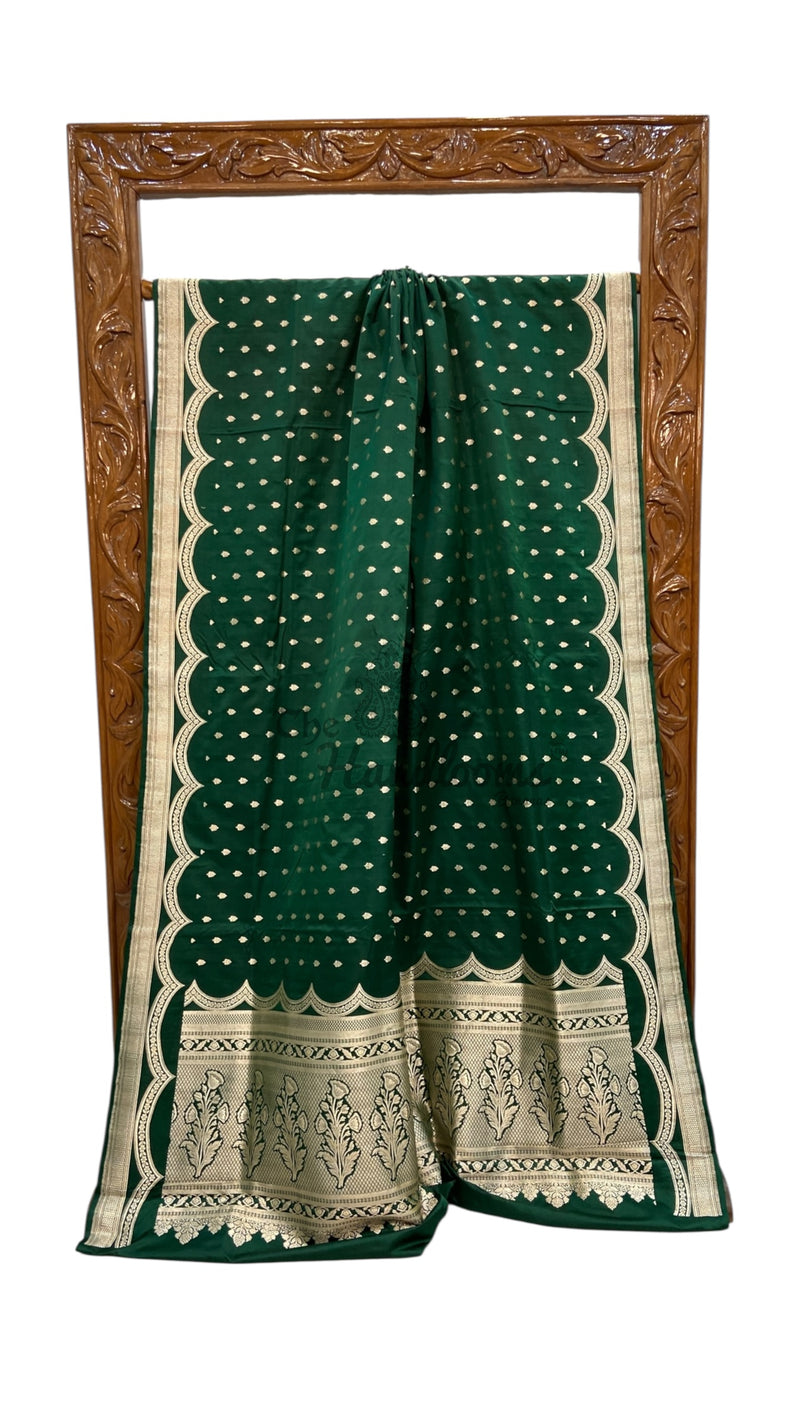 Pure Satan Silk Banarasi Handloom Saree - All over Motifs Work - The Handlooms