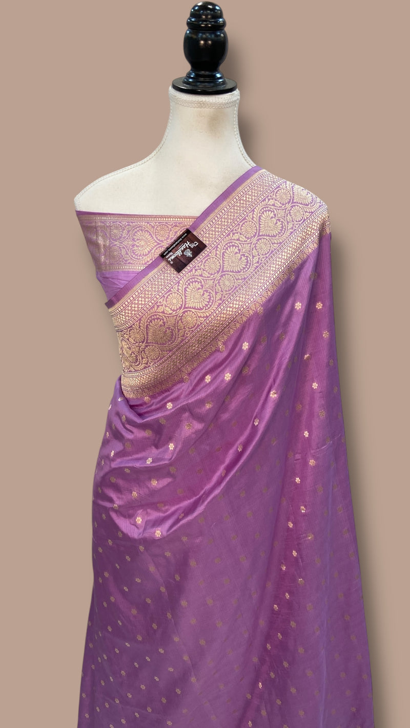 Pure Katan Silk Banarasi Handloom Saree - All Over Motifs - The Handlooms