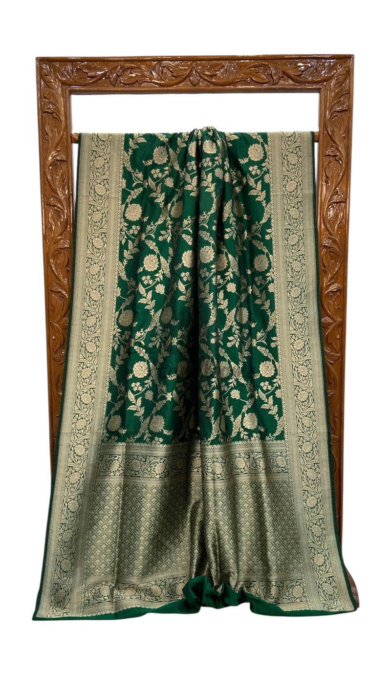 Pure Katan Silk Banarasi Handloom Saree - All Over Jaal Work - The Handlooms