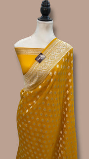 Pure Khaddi Georgette Banarasi Saree Silver Zari - The Handlooms