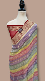 Pure Khaddi Georgette Handloom Banarasi Saree - Water Zari - The Handlooms