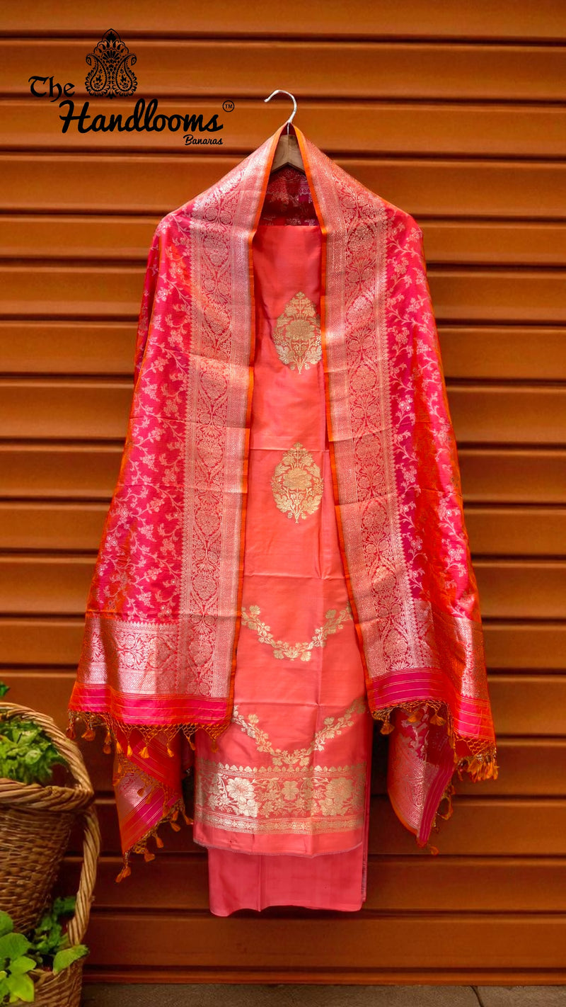 Pure Katan Silk Handlooms Banarasi Dress material - The Handlooms
