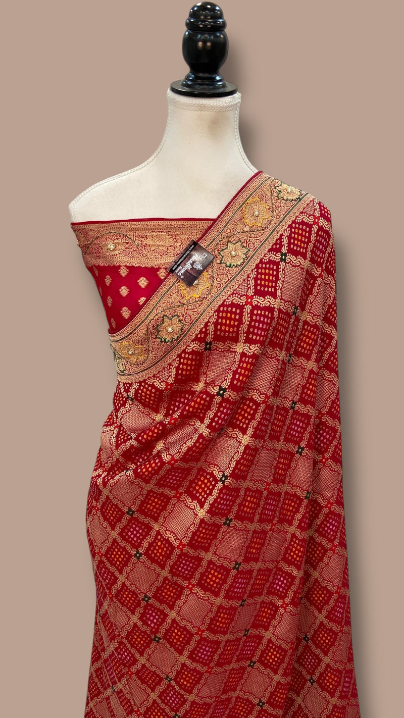 Georgette Banarasi Saree With Handwork - The Handlooms