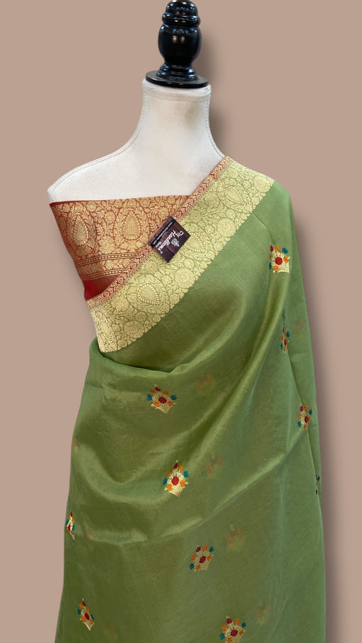Pure Kora Handloom Banarasi All Over Kadua Motifs Saree - The Handlooms